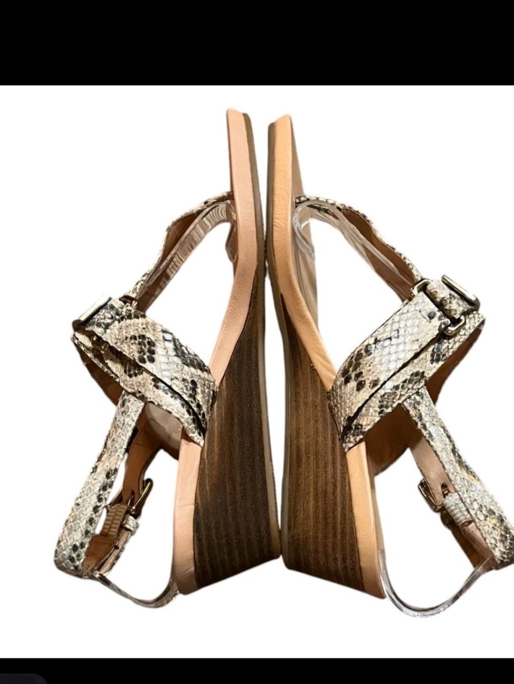Coach Women’s Snake-Print Slingback Sandals - Natural/Tan